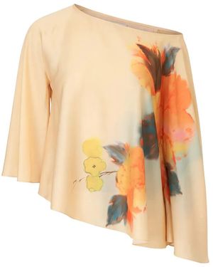 Cinq À Sept Asymmetrisches Carole Oberteil Mit Aquarell-Print - Weiß