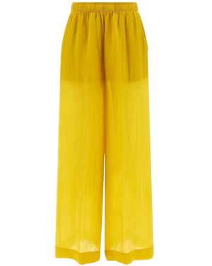 Nude Pantalones Palazzo Con Cinturilla Elástica - Amarillo
