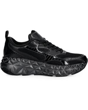 EA7 Geometric-Sole Mesh Trainers - Black