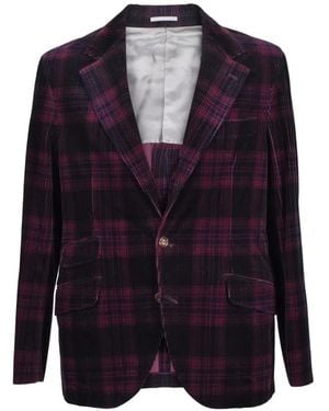 Brunello Cucinelli Plaid Corduroy Blazer - Blue