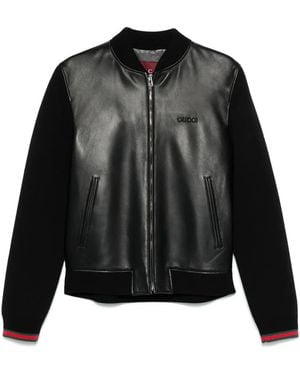 Gucci Nappa Leather Bomber Jacket - Black