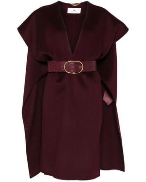 Elisabetta Franchi ベルテッド ウールケープ - パープル