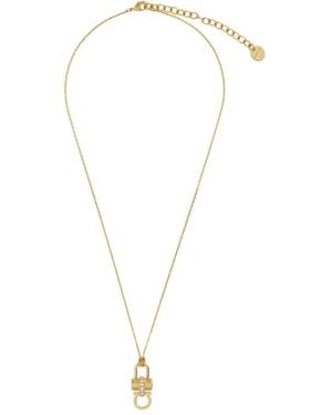 Ferragamo Padlock Pendant Necklace - White