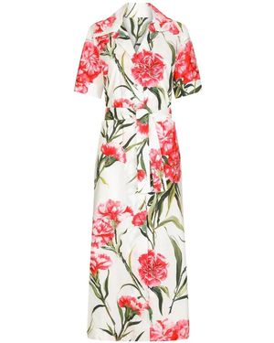 Dolce & Gabbana Floral-Print Shirt Dress - Red