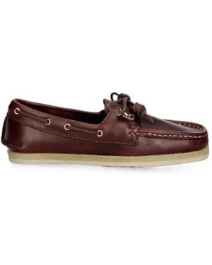Clarks Lace-Up Leather Boat Shoes - Brown