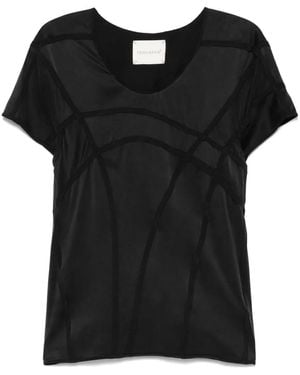 Yehuafan T-Shirt Aus Seide - Schwarz