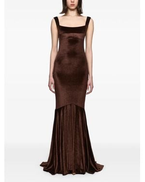 Atu Body Couture Velvet-Texture Maxi Dress - Brown