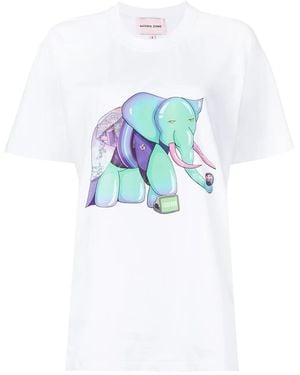Natasha Zinko Visionz Elephant Tシャツ - ブルー