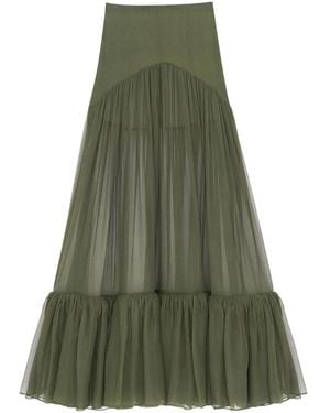 Saint Laurent Falda Larga De Cintura Alta - Verde