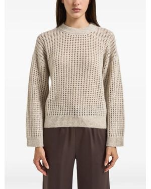 Peserico Sequin-Embellished Open-Knit Sweater - Natural