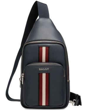 Bally Leren Sling Tas Met Lintdetail - Blauw