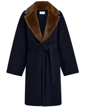 P.A.R.O.S.H. Faux-Fur Collar Belted Coat - Blue