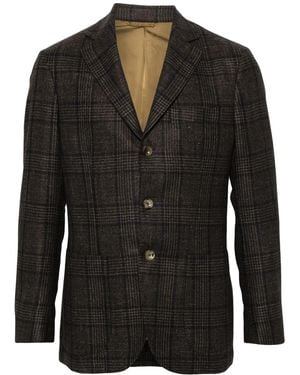 Sartorio Napoli Tartan Pattern Blazer - Black