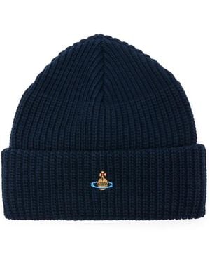 Vivienne Westwood Orb-Embroidered Beanie - Blu