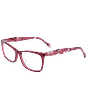 Carolina Herrera Tortoiseshell-Effect Rectangle-Frame Glasses - Pink