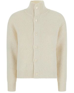 DUNST High-Neck Long-Sleeve Cardigan - White