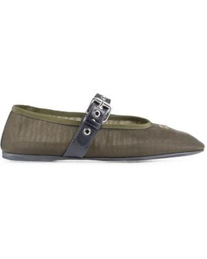 Miu Miu Bailarinas Con Correa Con Hebilla - Verde
