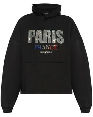 Balenciaga ロゴスタッズ パーカー - ブラック