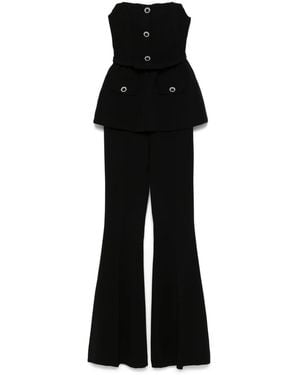 Self-Portrait Elegant Crepe Jumpsuit With Belt - Black