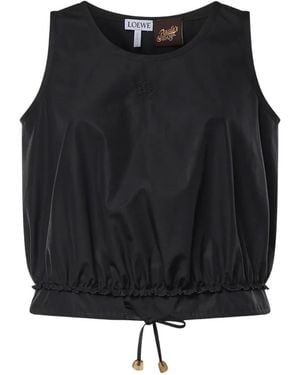 Loewe Anagram-Embroidered Drawstring Tank Top - Black