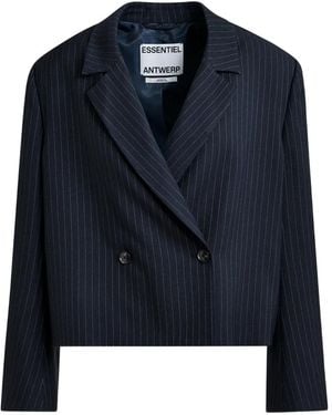Essentiel Antwerp Pinstripe Double-Breasted Blazer - Blue