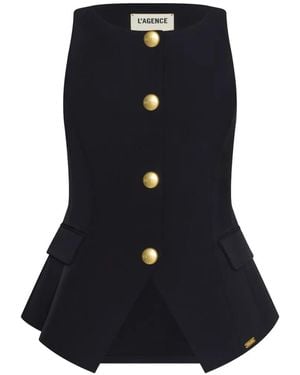 L'Agence Tessa-Tone Buttoned Vest - Black