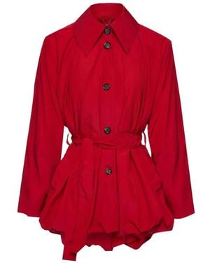 Magda Butrym Belted Bubble-Hem Coat - Red