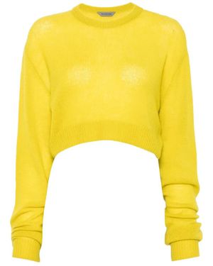 Balenciaga Crew-Neck Cropped Jumper - Yellow