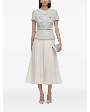 Self-Portrait Bouclé Chiffon Midi Dress - White