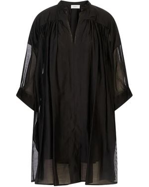 MEIMEIJ Sheer-Panel Shirt Mini Dress - Black