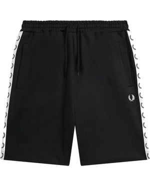 Fred Perry Logo-Embroidered Track Shorts - Black