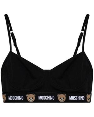 Moschino Teddy Bear Logo-Band Bra - Black