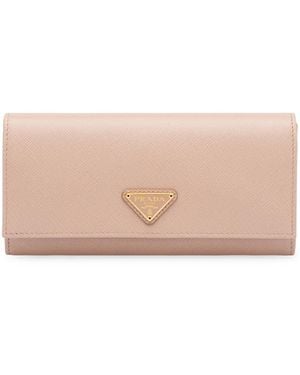 Prada Saffiano Logo Wallet - Pink
