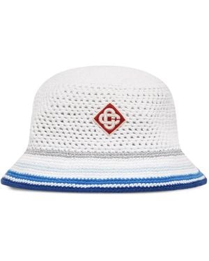 CASABLANCA Mesh Stripe Crochet Hat - White