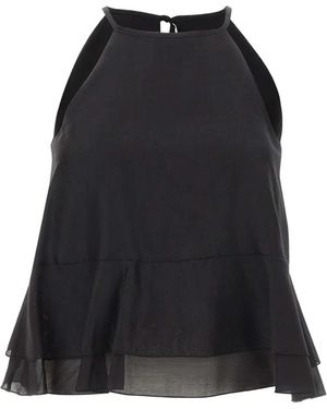 Kaos Ruffled Sleeveless Top - Black