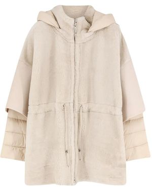 Moorer Padded-Sleeve Hooded Coat - Natural