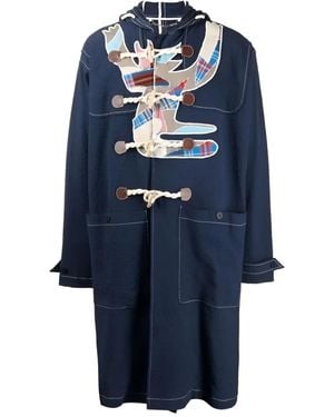 Charles Jeffrey Hooded Patchwork Duffle Coat - Blue