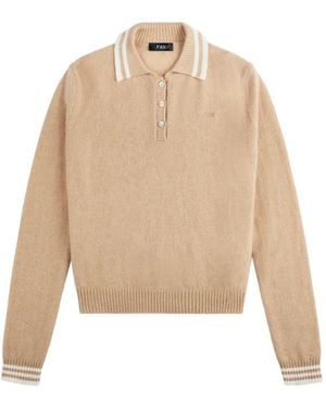 Fay Striped-Trim Polo Shirt - Neutre