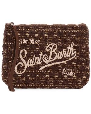 MC2 Saint Barth Aline Logo-Embroidered Clutch Bag - Brown