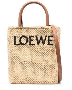 Loewe Logo-Embroidered Crossbody Bag - Natural