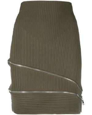 ANDREADAMO Zip-Detail Ribbed Skirt - Green