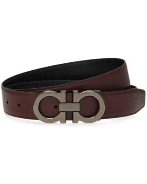 Ferragamo Reversible And Adjustable Gancini Belt - Brown