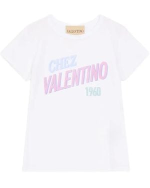 Valentino Garavani Cotton Jersey T-Shirt With Chez 1960 Print - White
