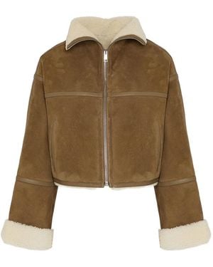 Yves Salomon Short Suede Jacket - Natural
