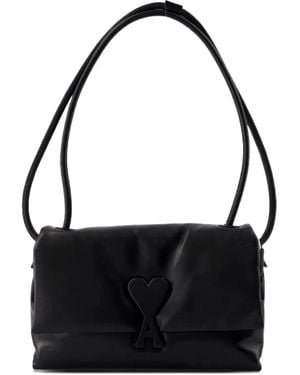 Ami Paris Heart-Logo Shoulder Bag - Black