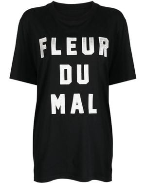 Fleur du Mal Logo-Embroidered Jersey T-Shirt - Black