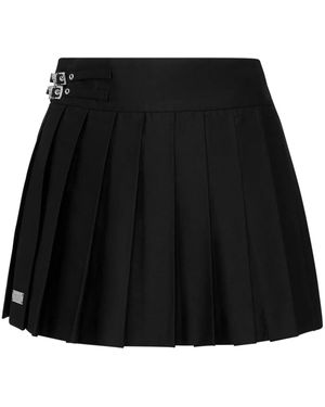 Philipp Plein Pleated Mini Skirt Skull - Black