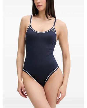 Lacoste Logo-Patch Piped Swimsuit - Blue