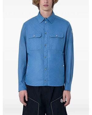 Moncler Logo Patch Long-sleeve Overshirt - Blue