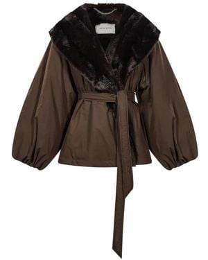 Magda Butrym Faux-Fur Collar Belted Jacket - Brown